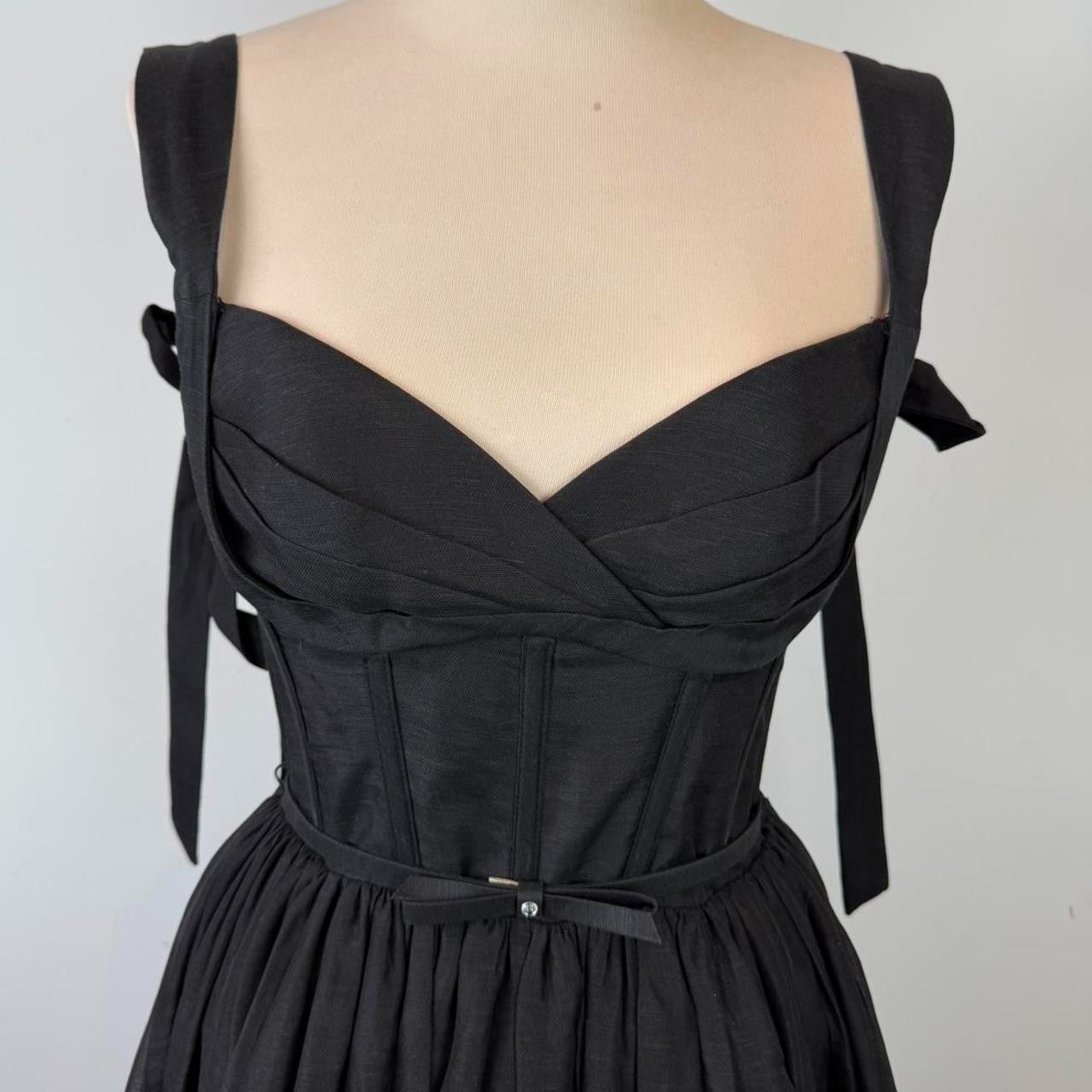 Zimmermann Crush Picnic Midi Black Dress Size 0 / 6-8 au