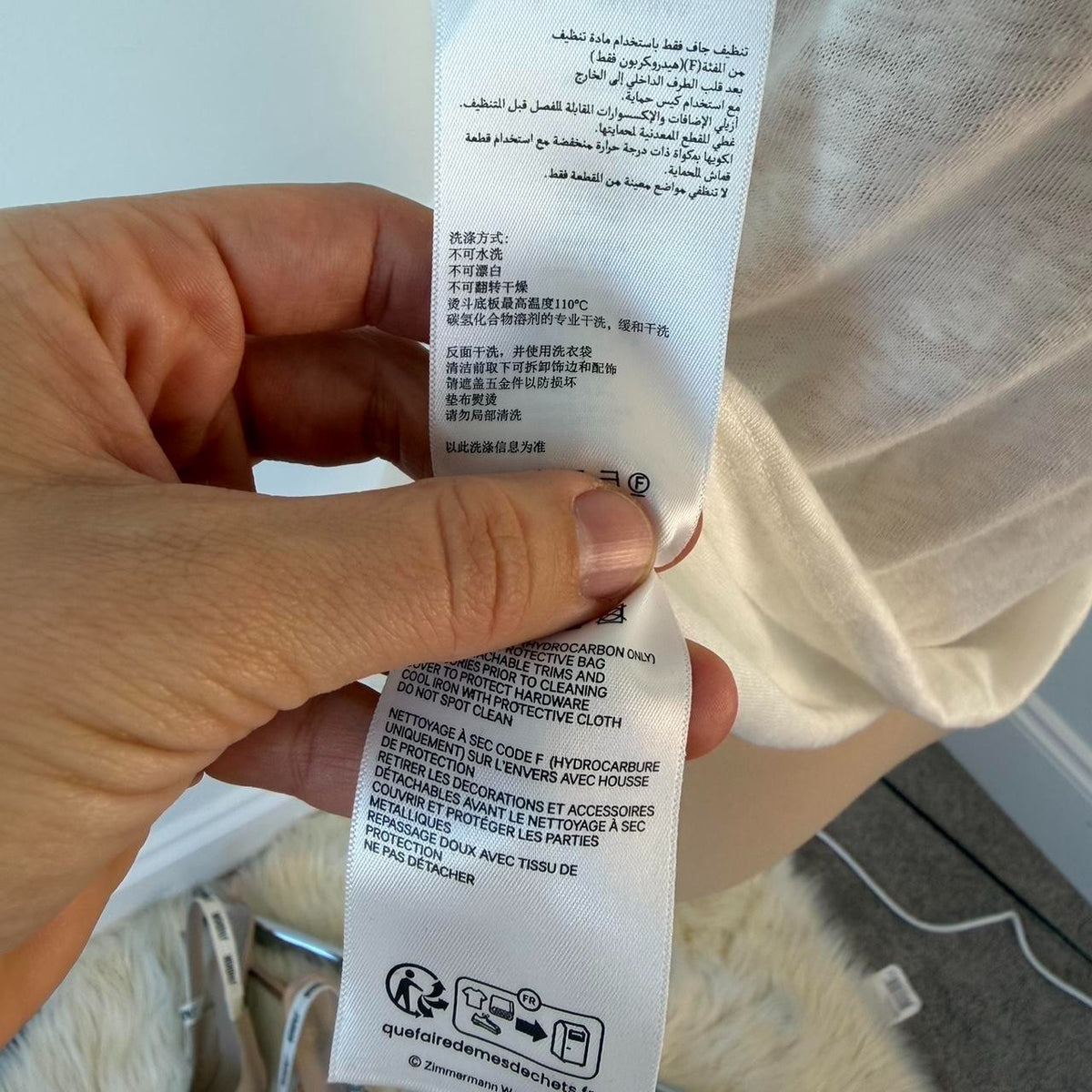 Zimmermann Crush linen tee white top with pearl collar Size 0