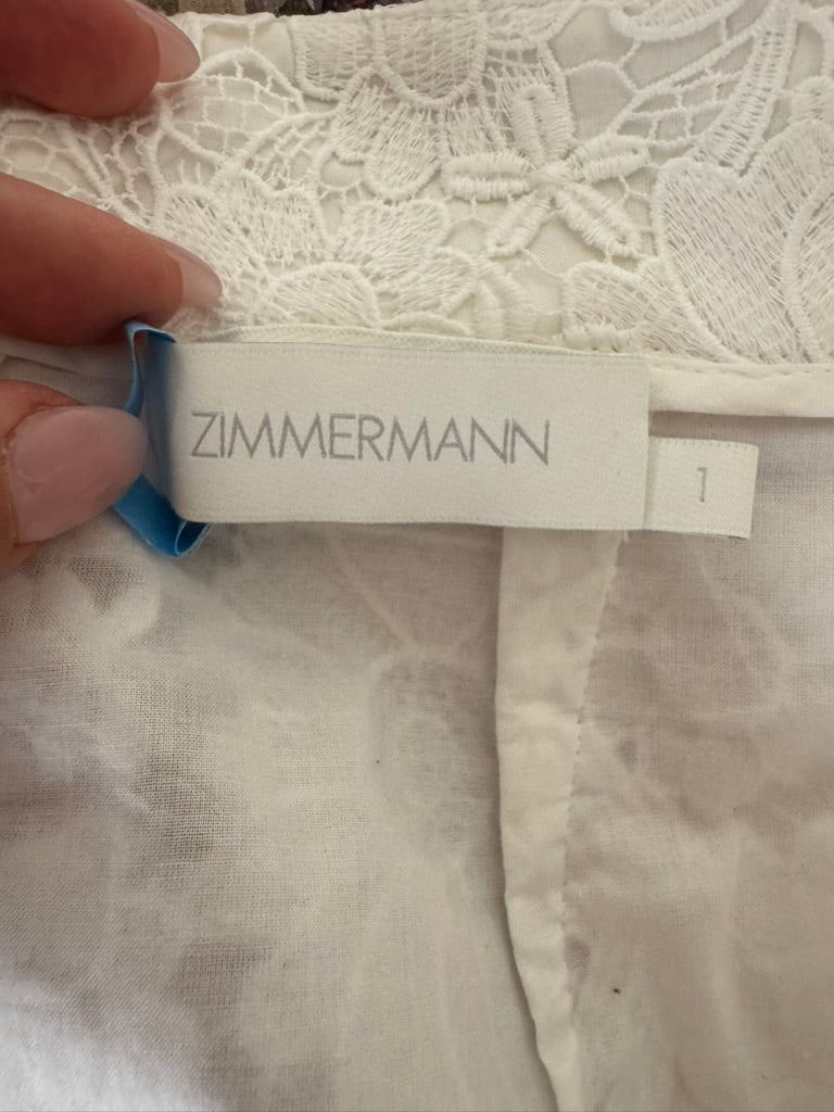 ZIMMERMANN Raie Belted Guipure Lace Midi Skirt In Ivory size 1 skirt