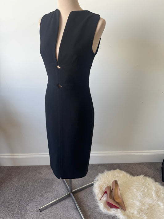 Versace Black Cutout Midi Sheath Dress Size 38