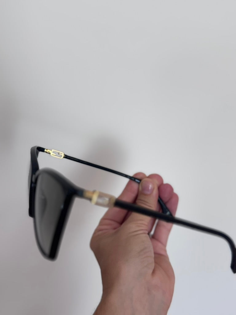 FENDI Black Acetate Oversized Cat Eye Sunglasses - FF0433