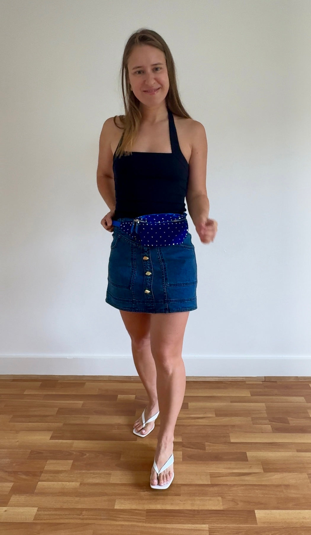 Valentino Blue Velvet Rockstud Belt Bag 75