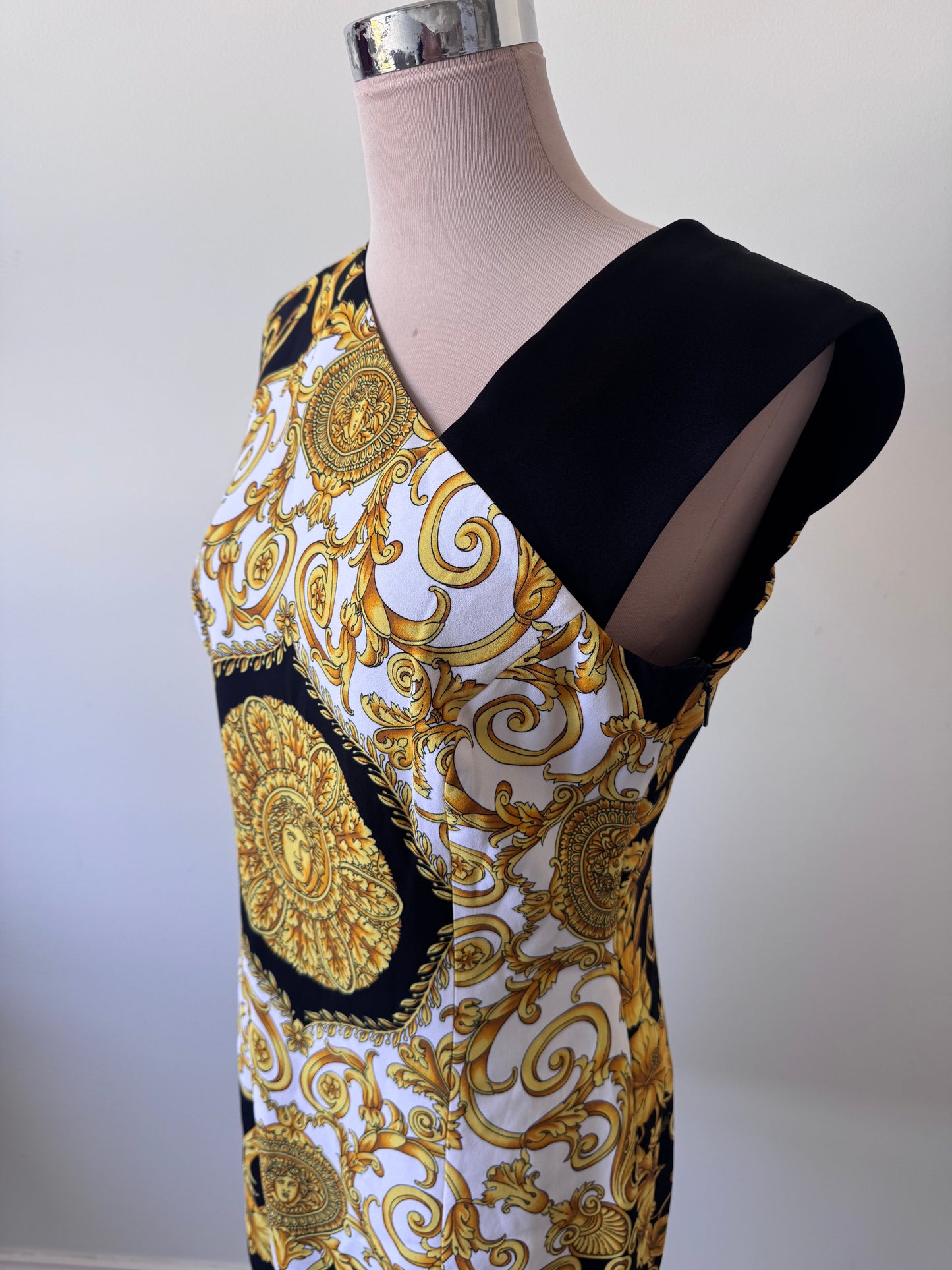 Gianni Versace Era Inspired Medusa Barocco Silk Mini Dress