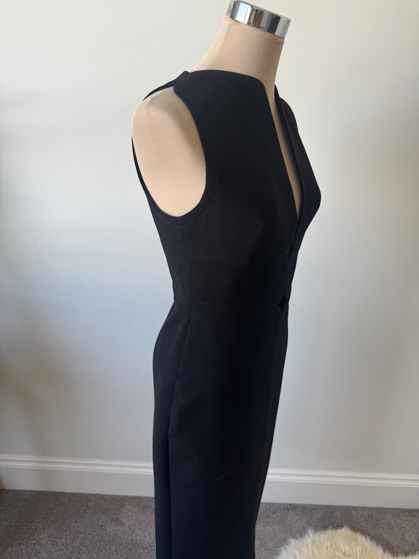 Versace Black Cutout Midi Sheath Dress Size 38