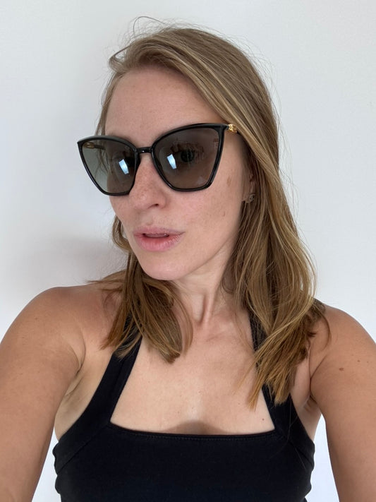 FENDI Black Acetate Oversized Cat Eye Sunglasses - FF0433