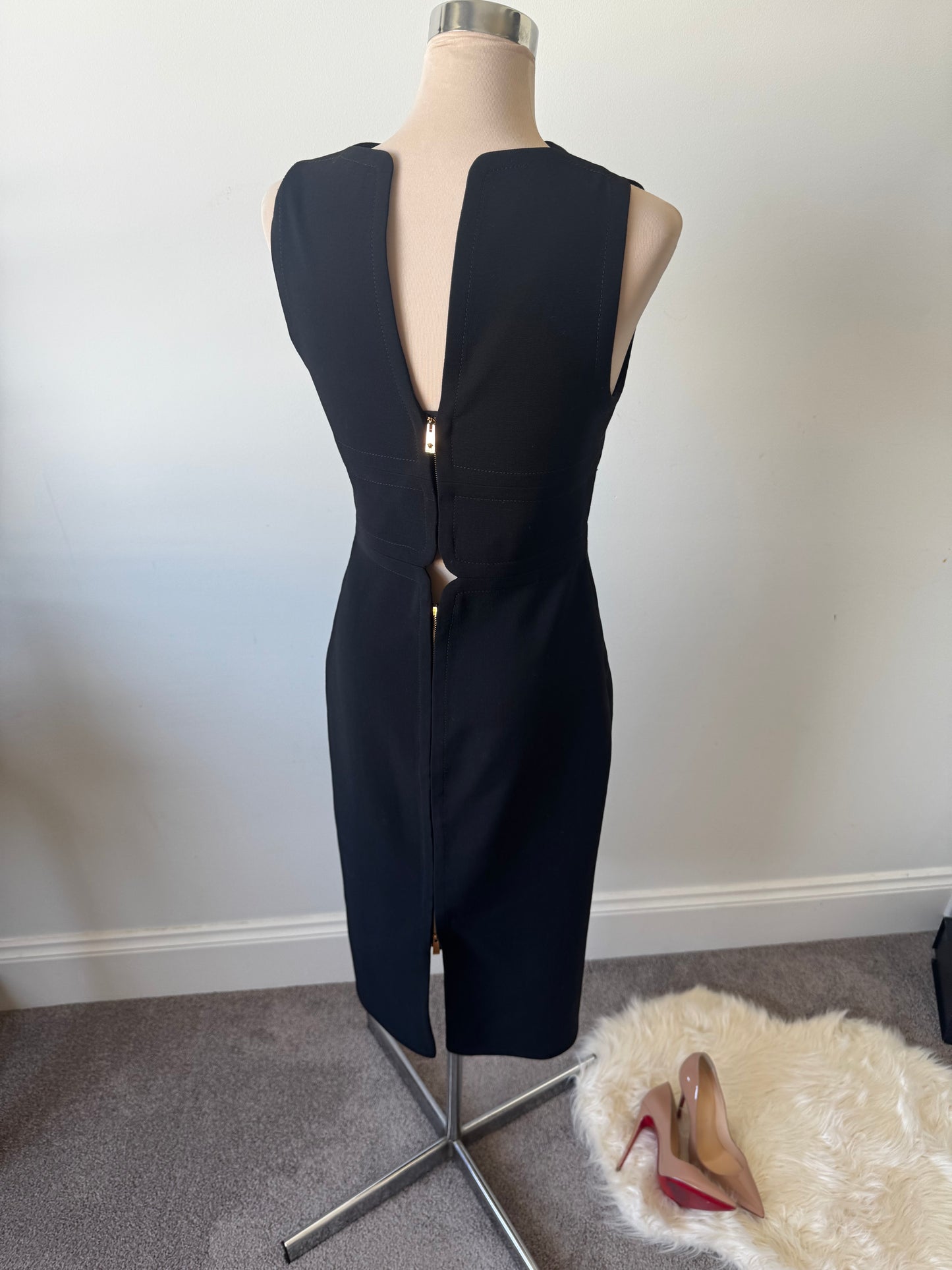 Versace Black Cutout Midi Sheath Dress Size 38