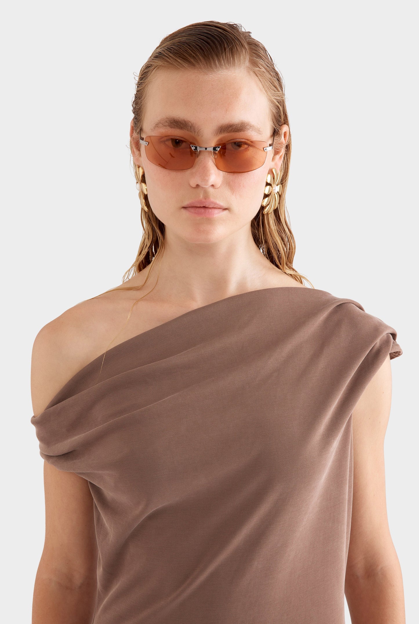 Venroy asymmetrical draped jersey dress/ Size S