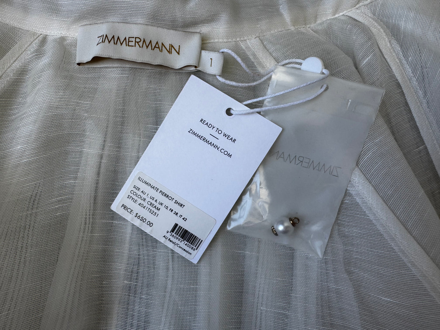 Zimmermann Pierrot Blouse BNWT size 1