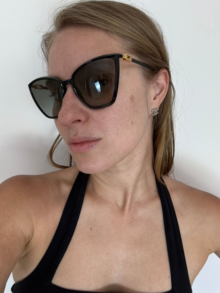 FENDI Black Acetate Oversized Cat Eye Sunglasses - FF0433