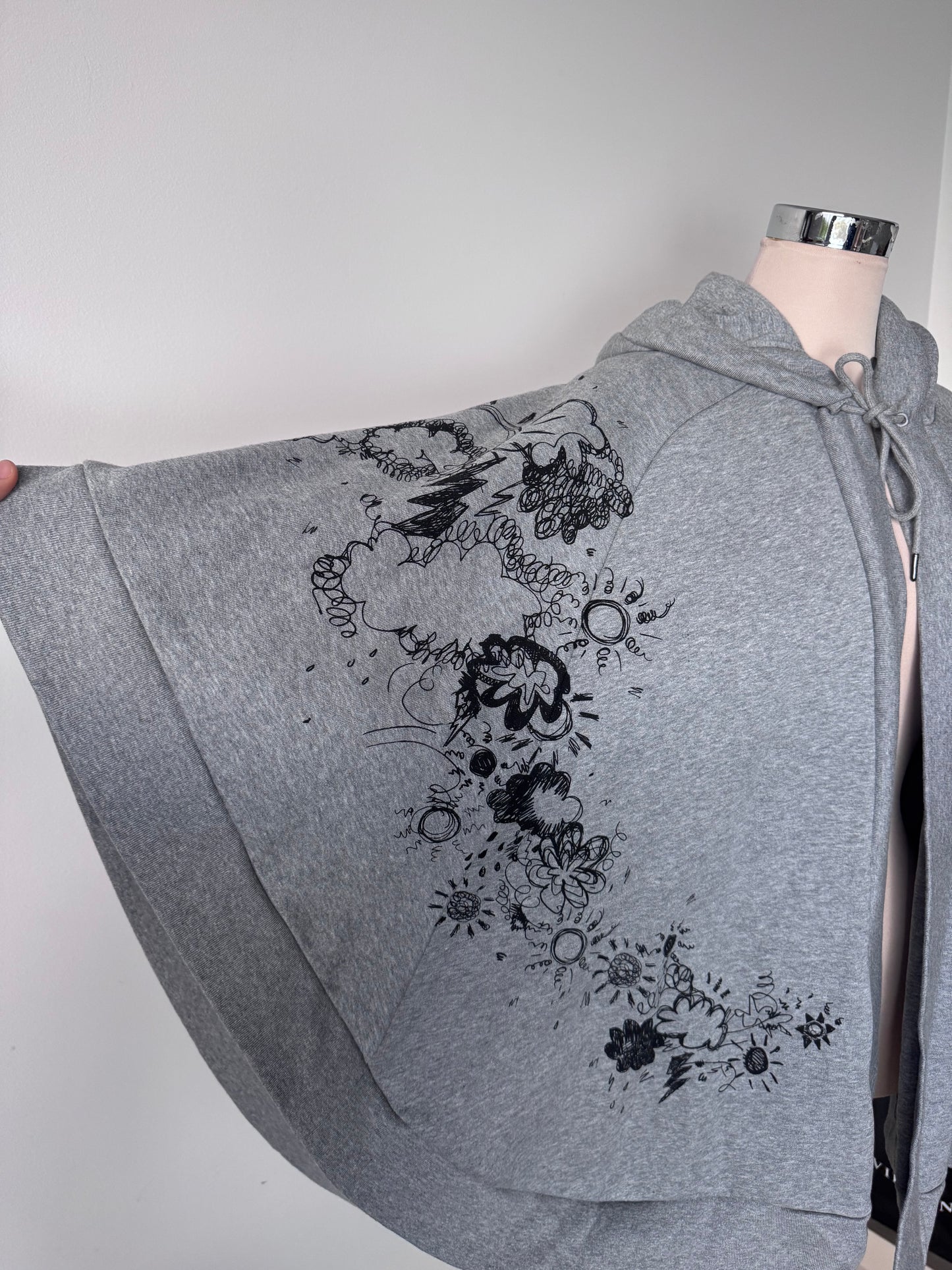 Burberry Doodle Print Hooded Cape one size