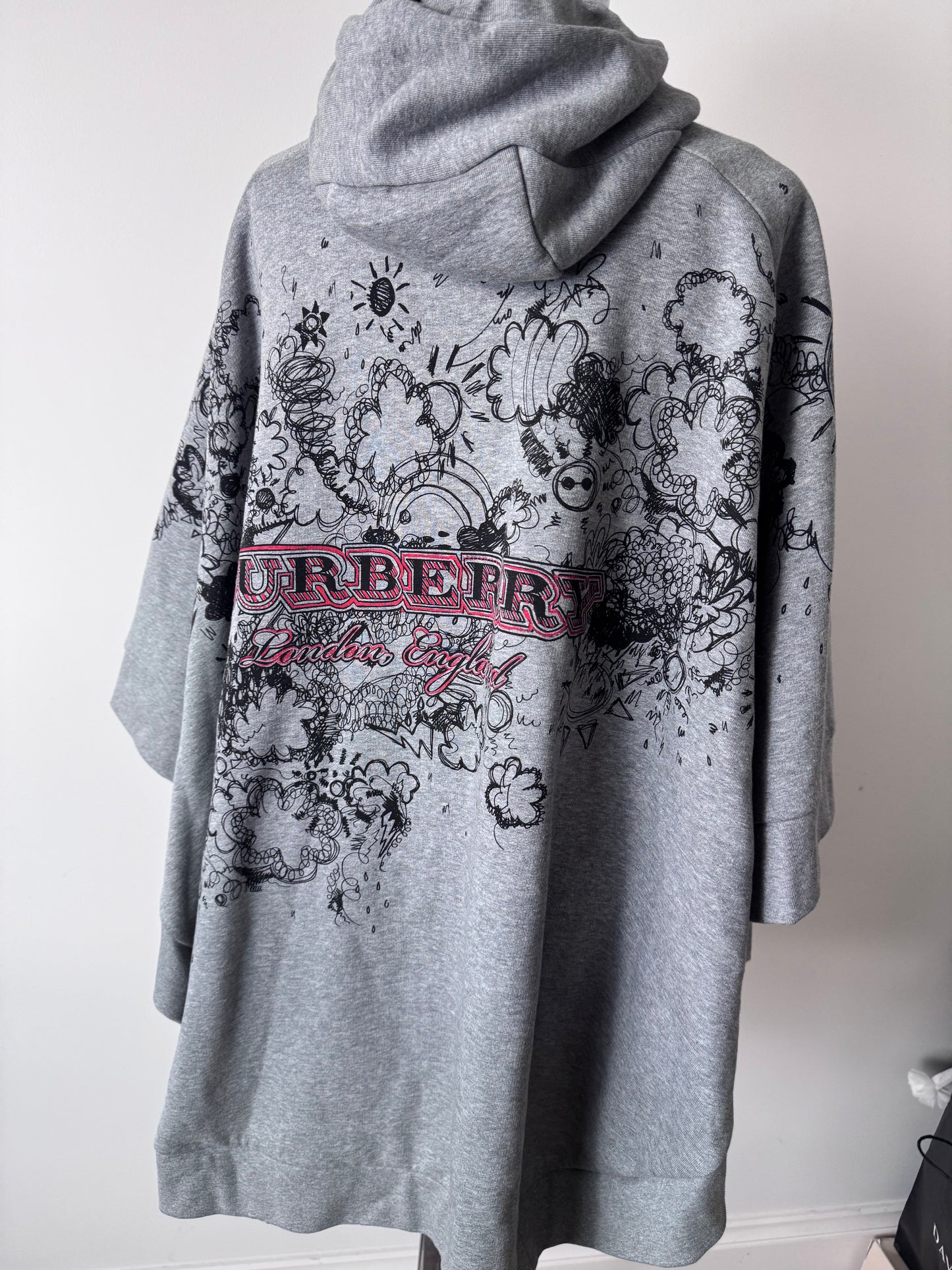 Burberry Doodle Print Hooded Cape one size