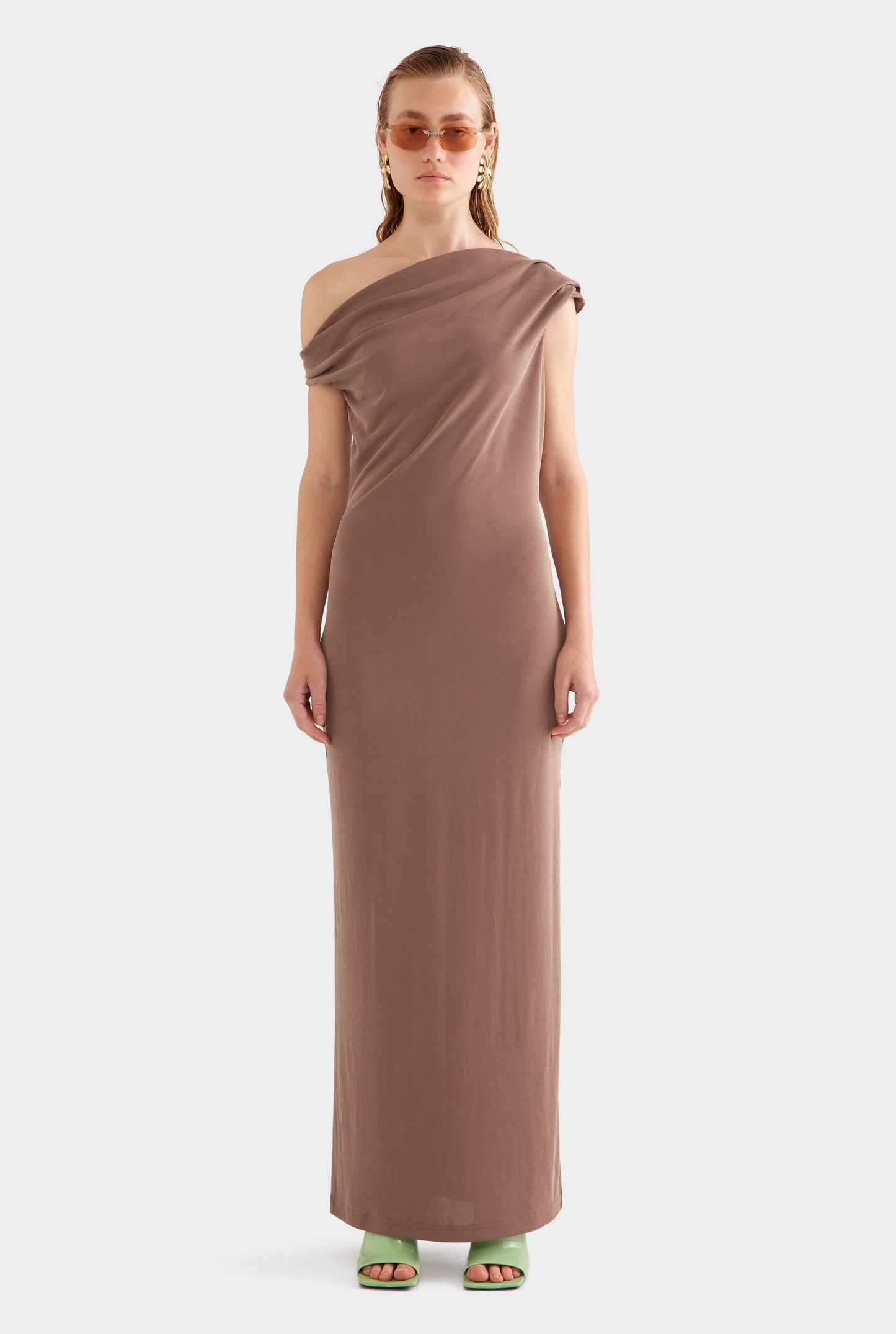 Venroy asymmetrical draped jersey dress/ Size S