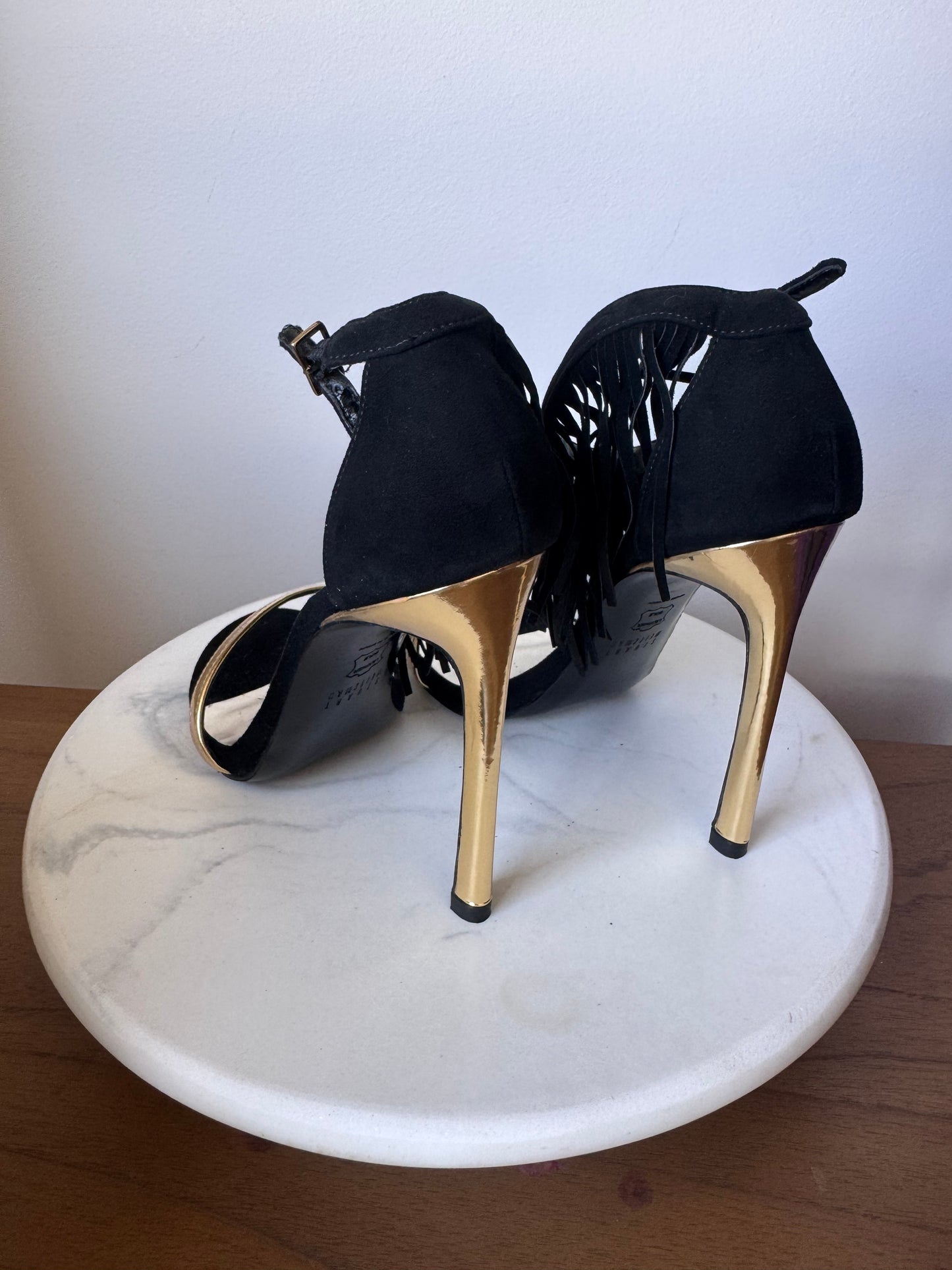 Stuart Weitzman fringed stiletto sandals