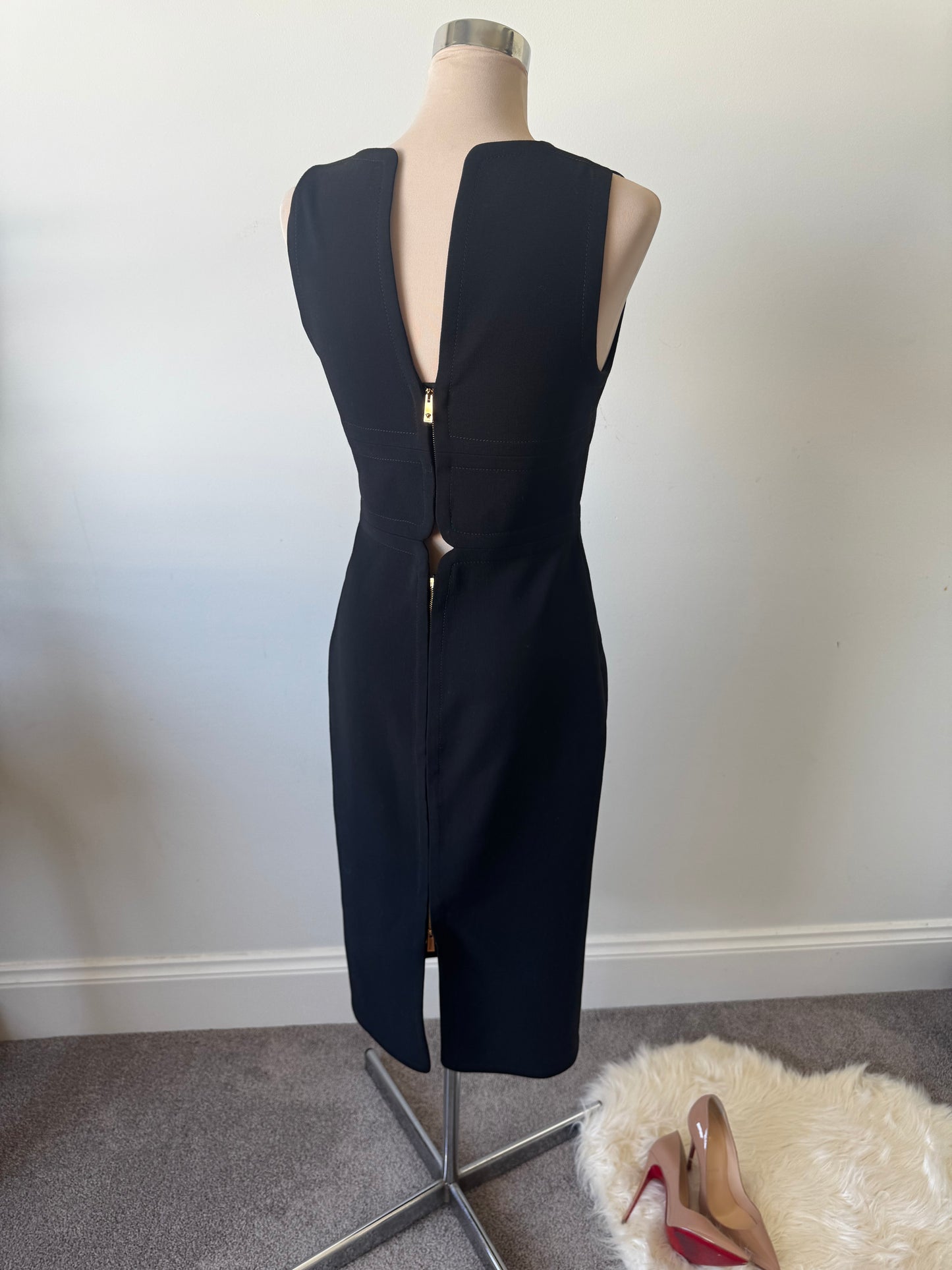 Versace Black Cutout Midi Sheath Dress Size 38