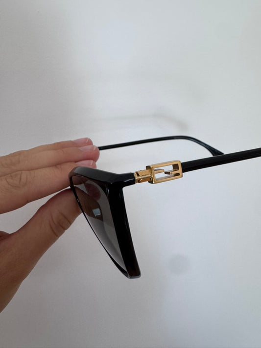 FENDI Black Acetate Oversized Cat Eye Sunglasses - FF0433