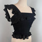 Zimmermann Crush Frilled Midi Skirt and Frilled Top in Black Resort 2025