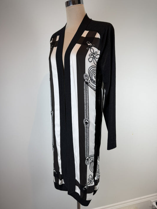 Hermès Silk-Panel Knit Long Cardigan – "Brandebourgs" Motif Size small