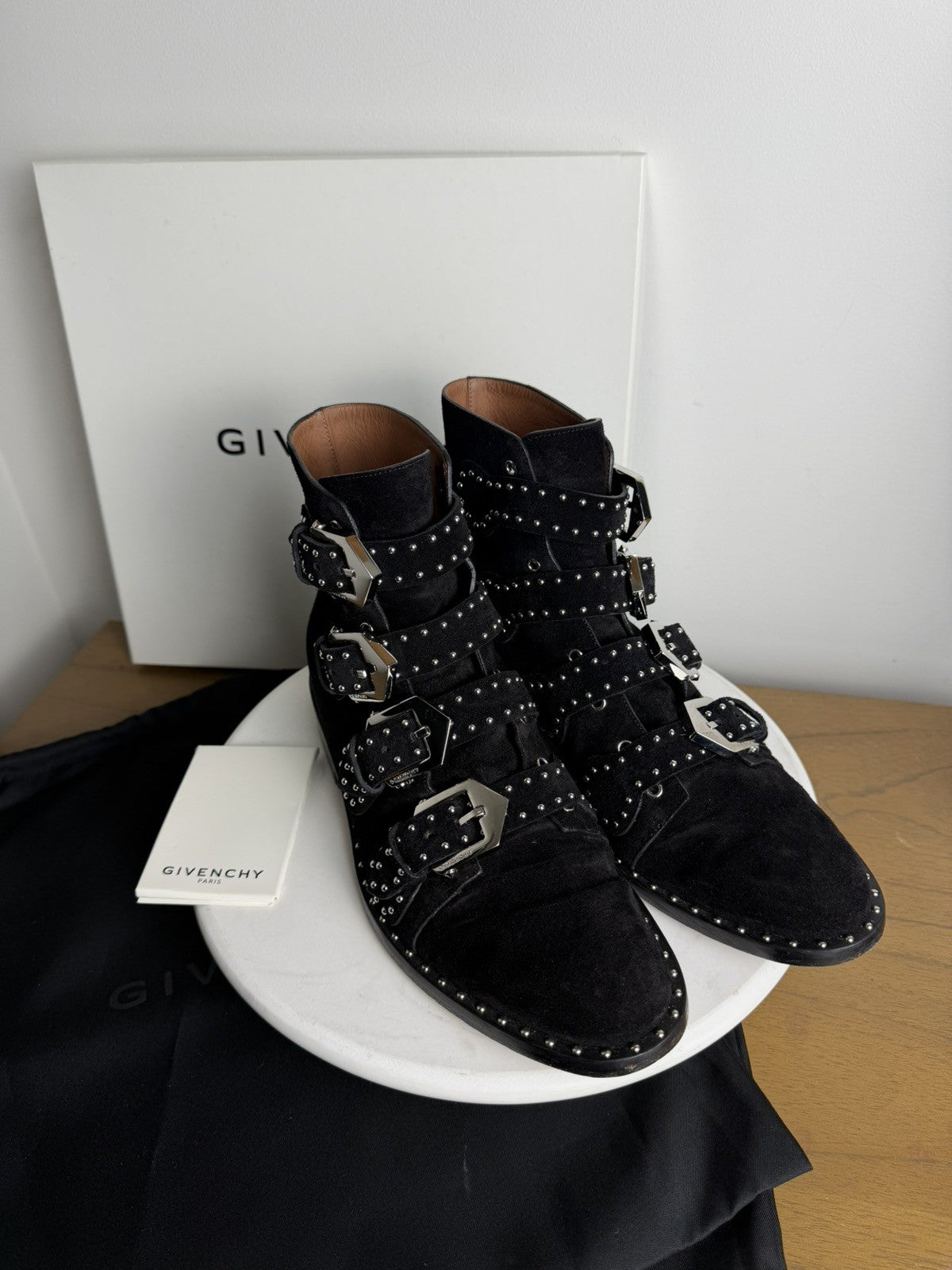 Givenchy "Elegant" Studded Multi-Buckle Ankle Boots Size 38