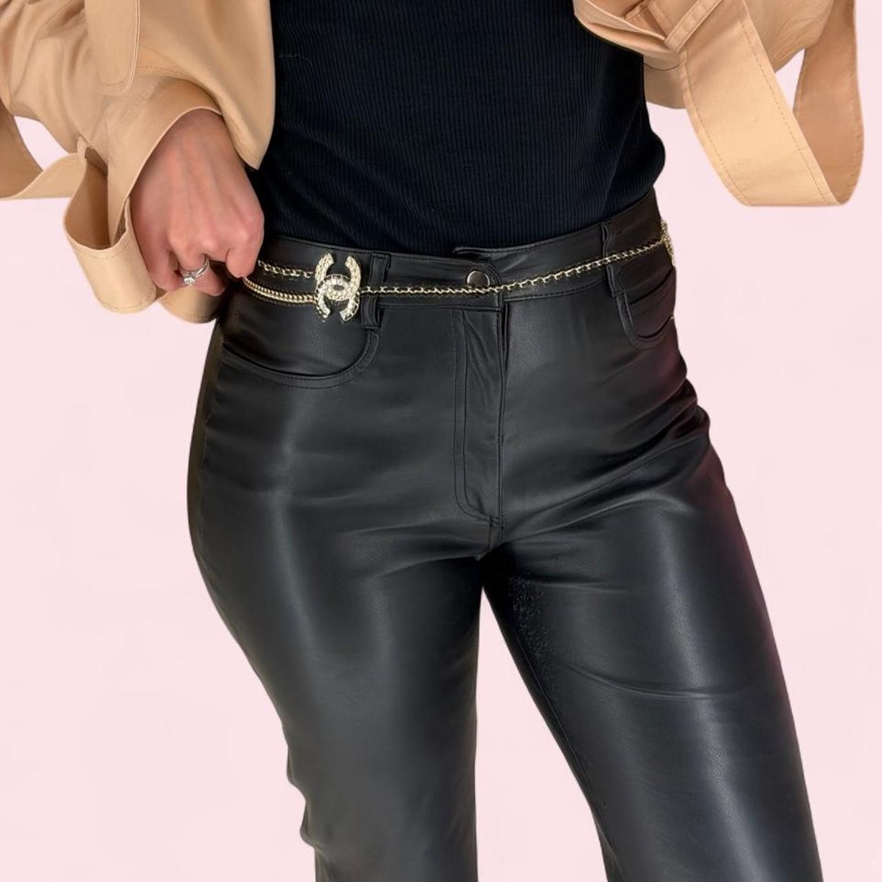 Chanel Chain Belt or Long Necklace with Gold Chain and Black Beads