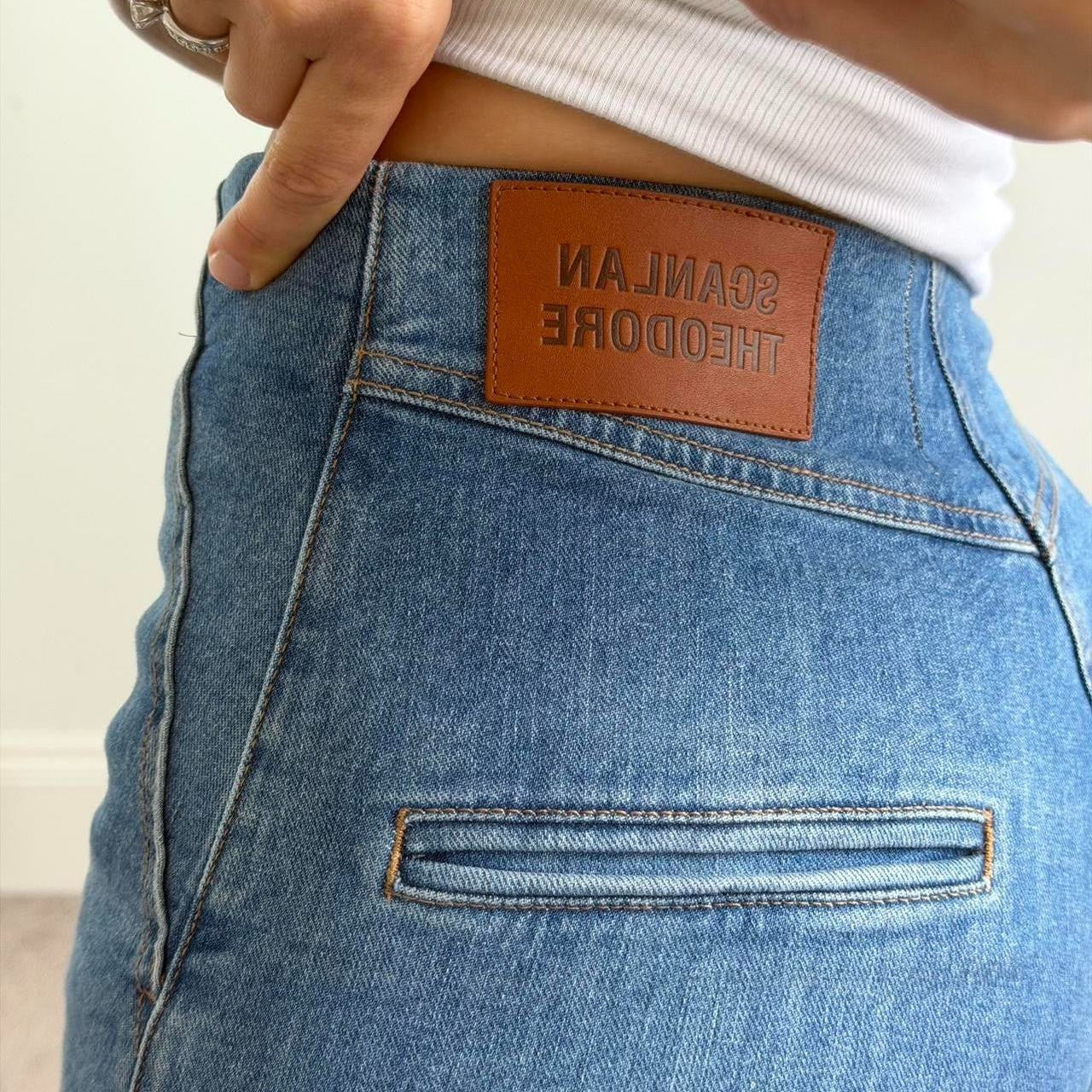 Scanlan Theodore Denim Crop Jean  blue denim jeans
