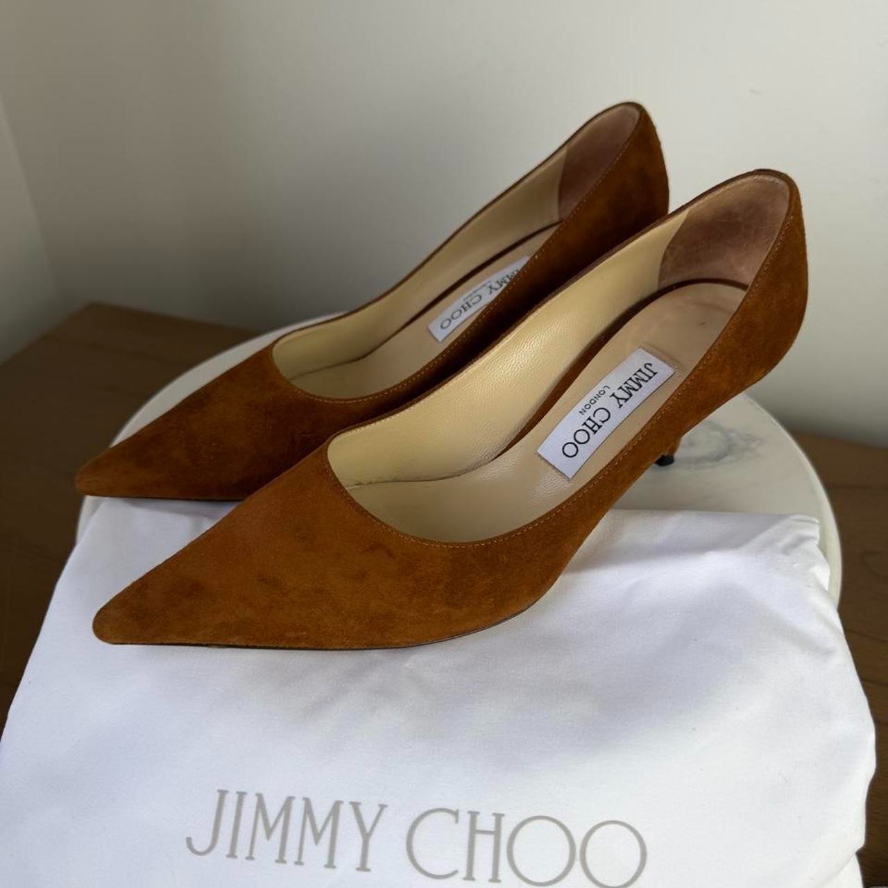 Jimmy Choo Romy brown suede pointed toe pumps size 38