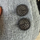 Authentic Chanel Gray wool blend blazer with black bow detail, size 38
