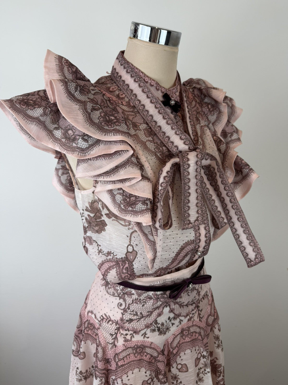 Zimmermann Crush Flared Midi Skirt 0 & Blouse 1 Set