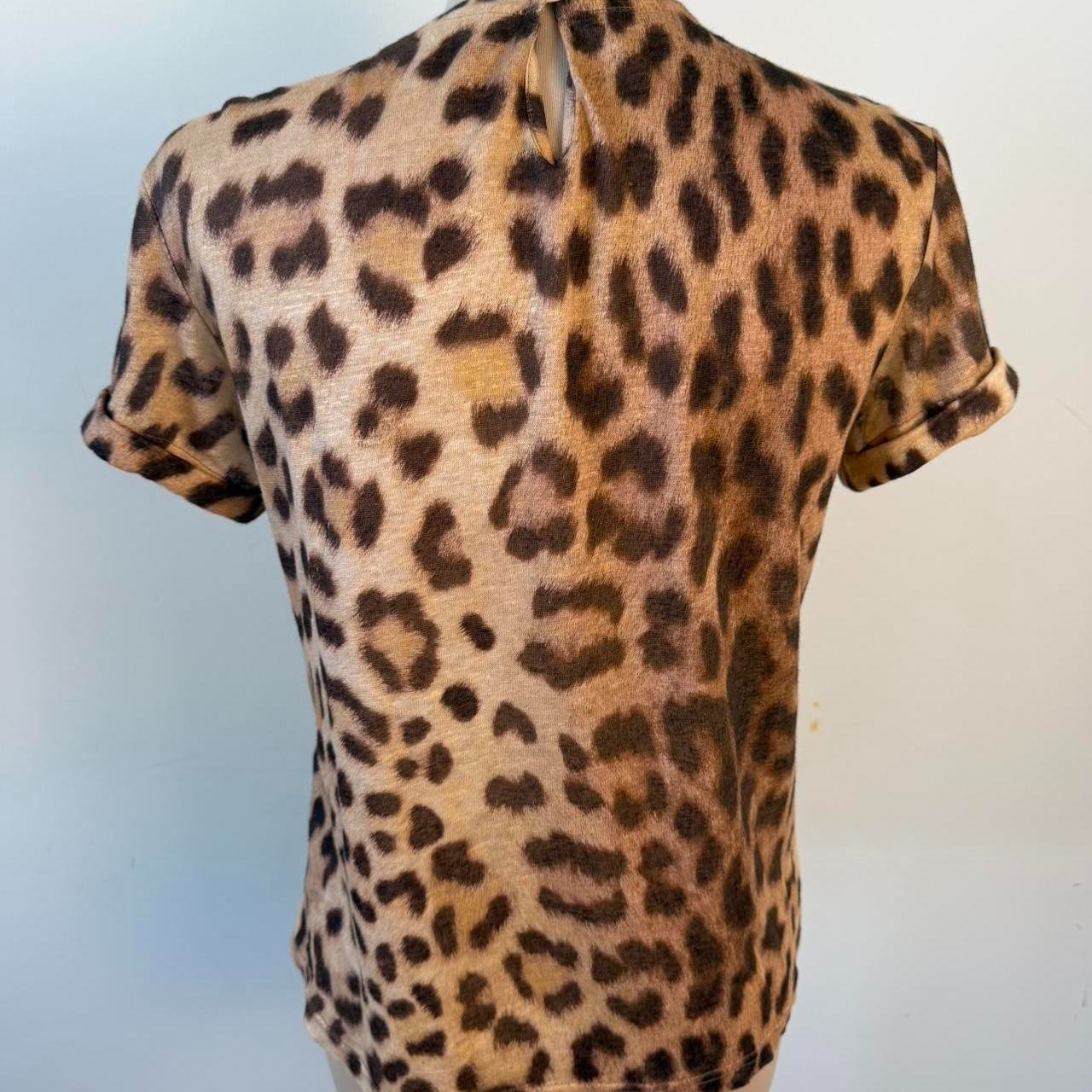 Zimmermann Crush Linen tee Leopard Print Top Size 0