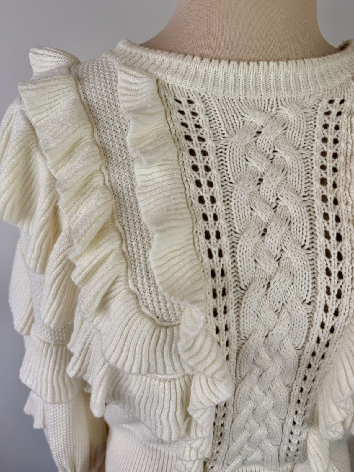 ZIMMERMANN Botanica  ruffled cotton sweater Size 3/uk 12-14/us 8-10