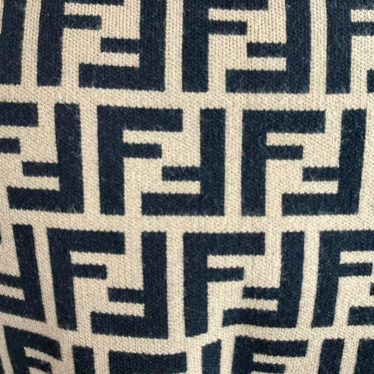 Fendi black and beige FF logo print knit top