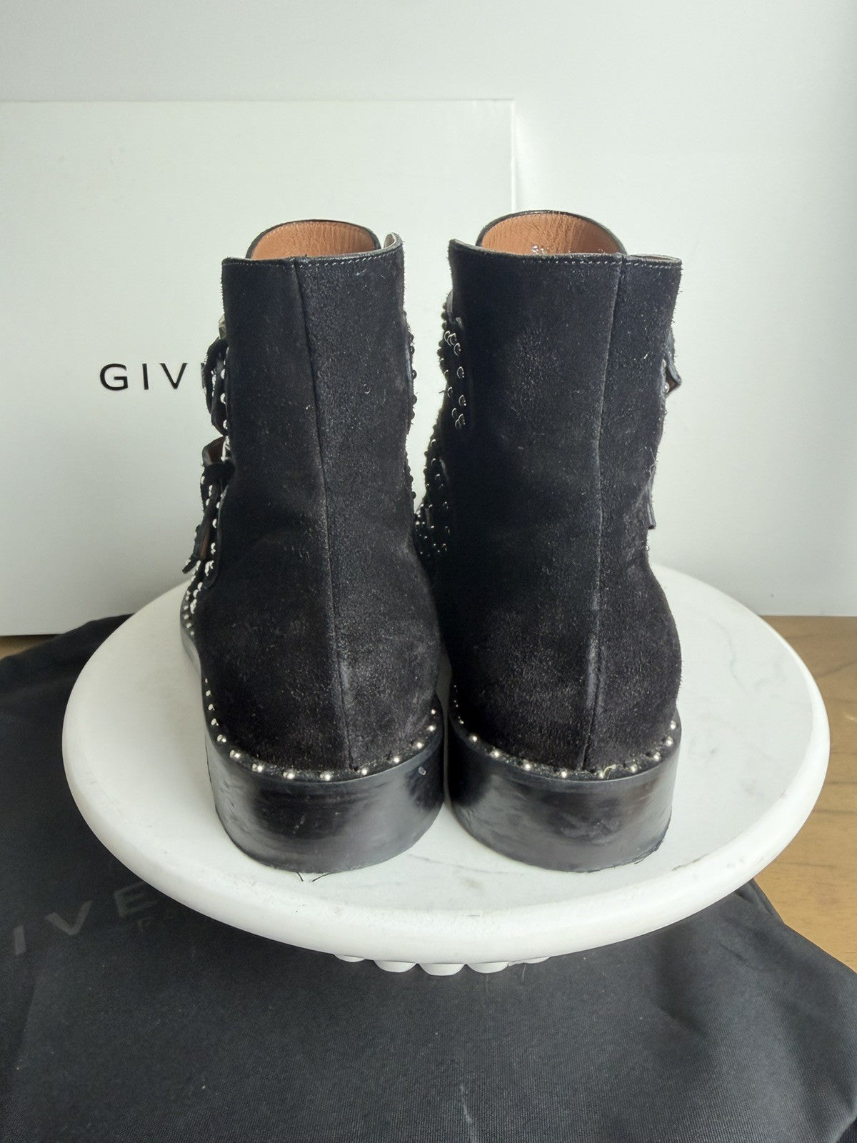 Givenchy "Elegant" Studded Multi-Buckle Ankle Boots Size 38