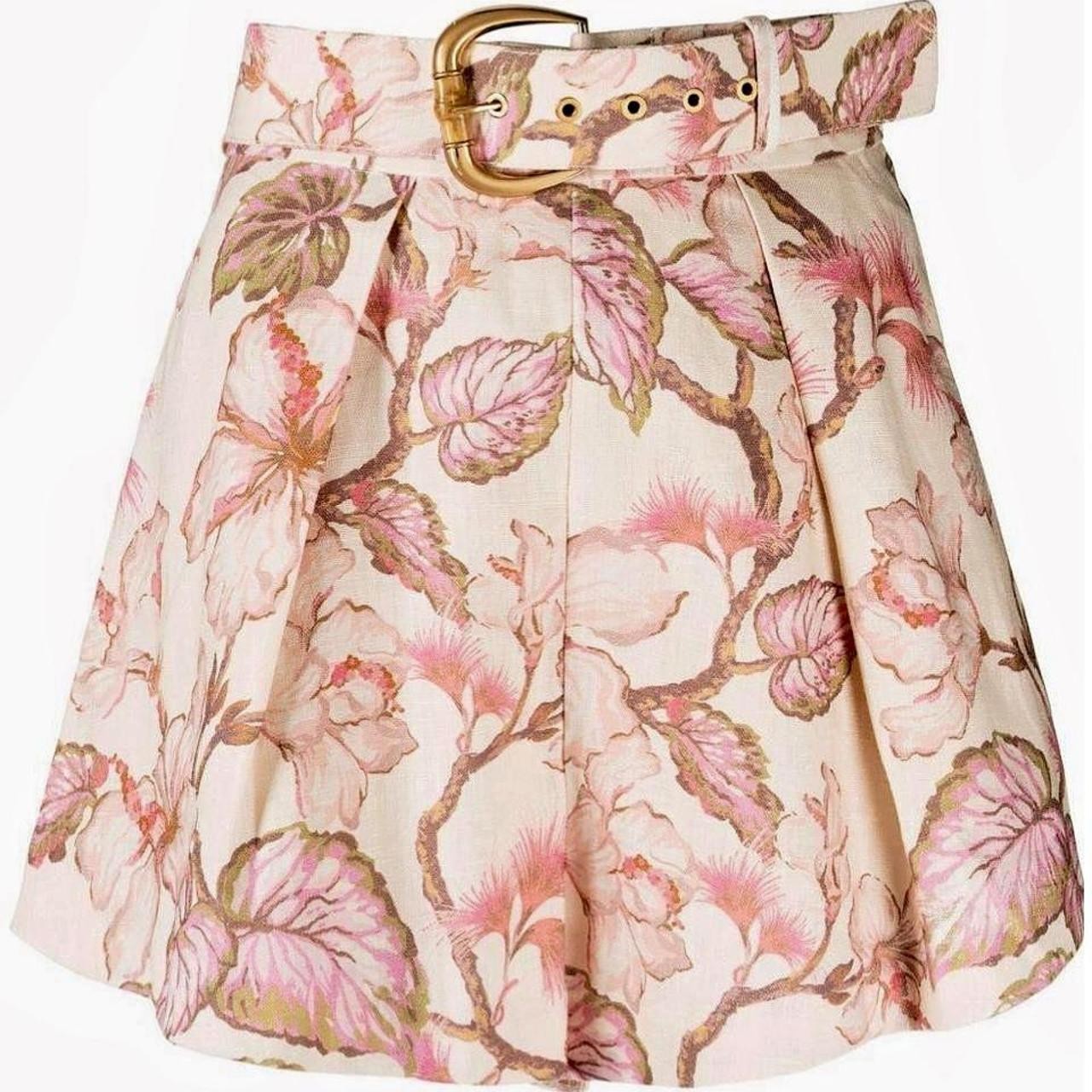 ZIMMERMANN Matchmaker tuck tailored shorts coral hibiscus size 1