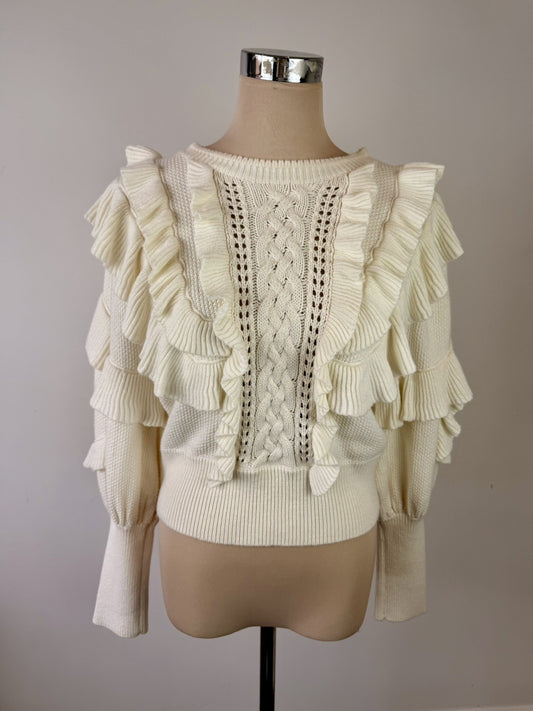 ZIMMERMANN Botanica  ruffled cotton sweater Size 3/uk 12-14/us 8-10