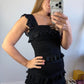 Zimmermann Crush Frilled Midi Skirt and Frilled Top in Black Resort 2025