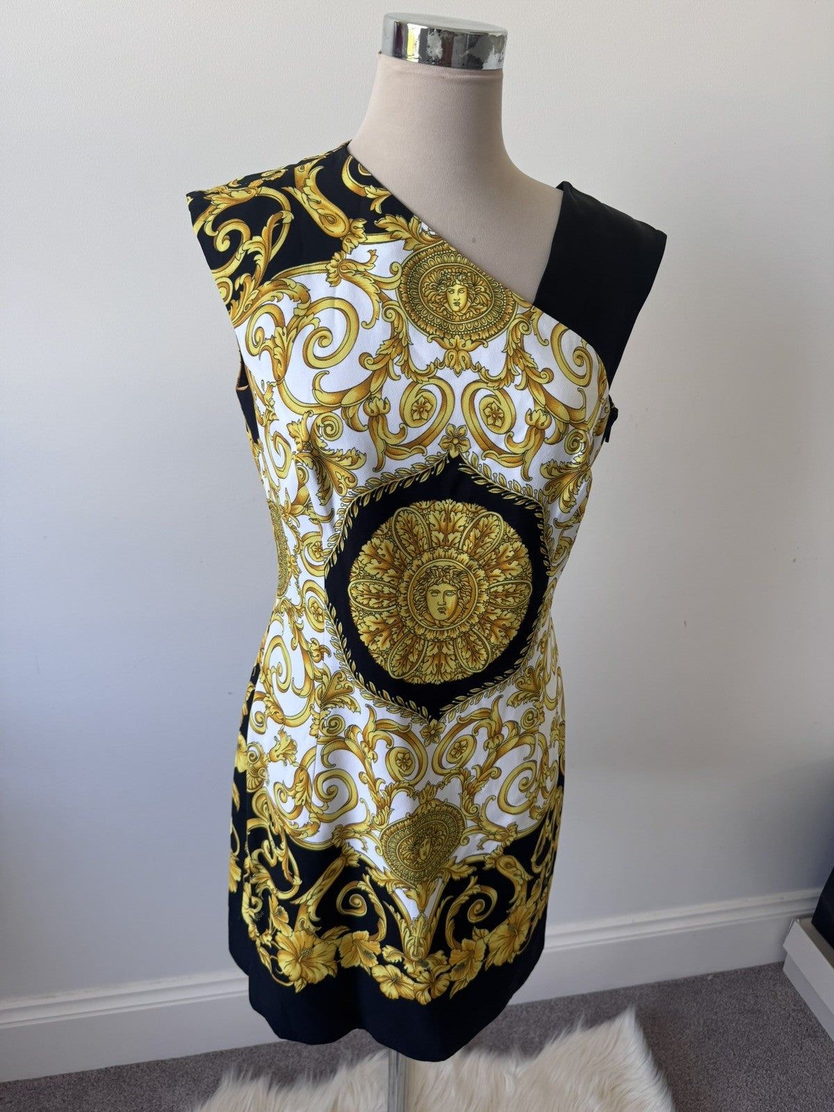 Vercase Barocco Silk Dress Uk 10 42 it 6 us