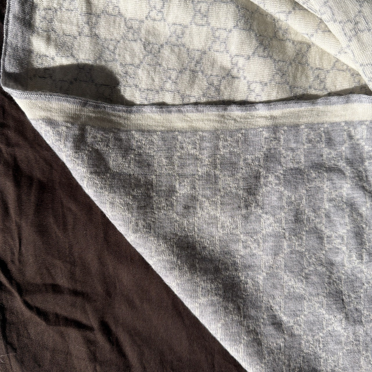 Gucci Grey Wool Scarf Shawl Baby Blanket GG Monogram