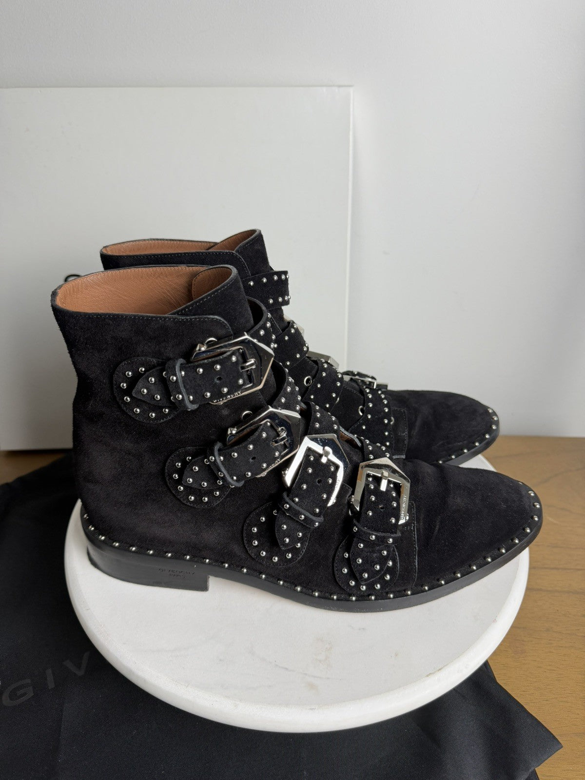 Givenchy "Elegant" Studded Multi-Buckle Ankle Boots Size 38