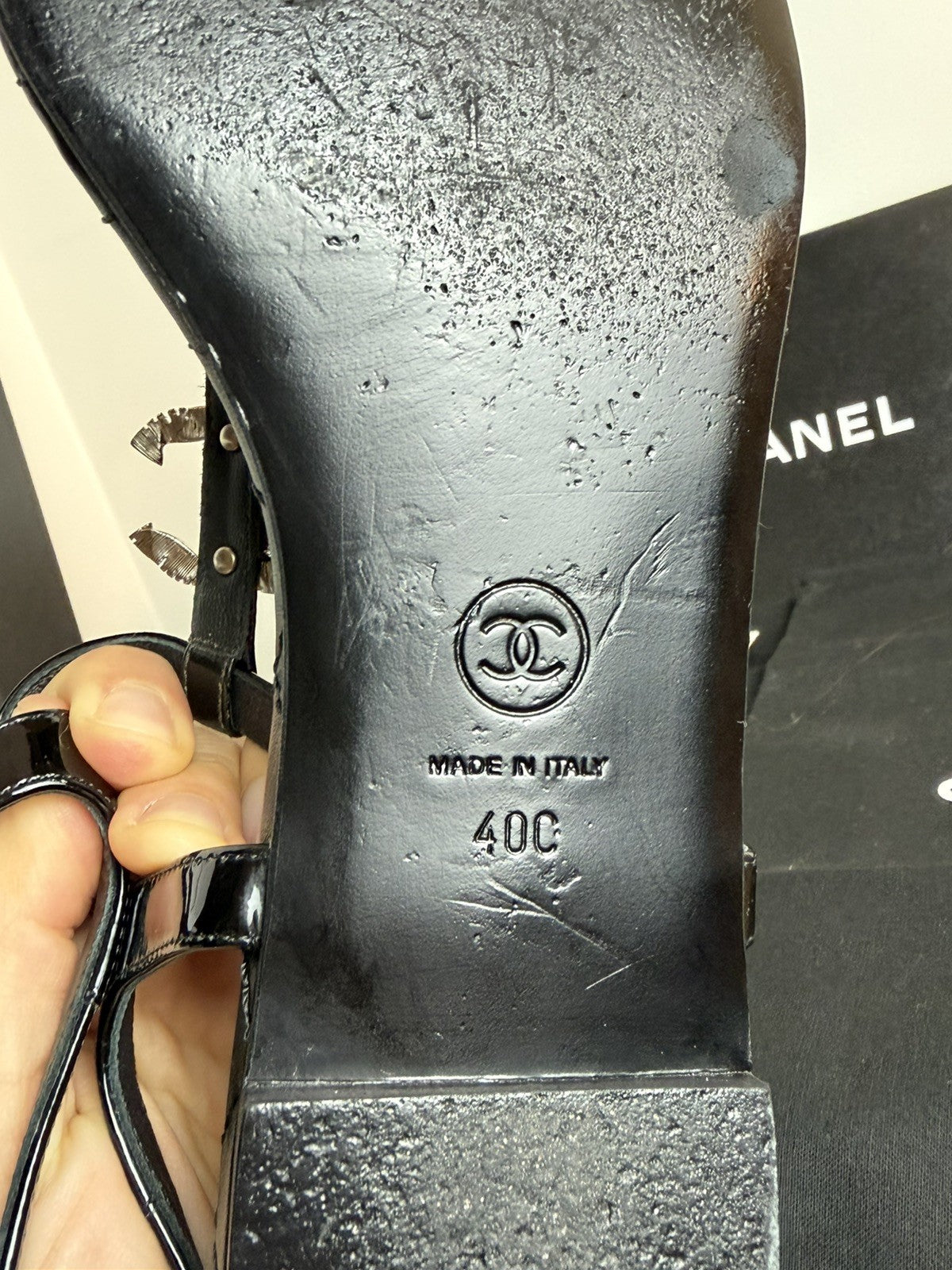 CHANEL Quilted CC Thong Sandals T-Strap Size 40