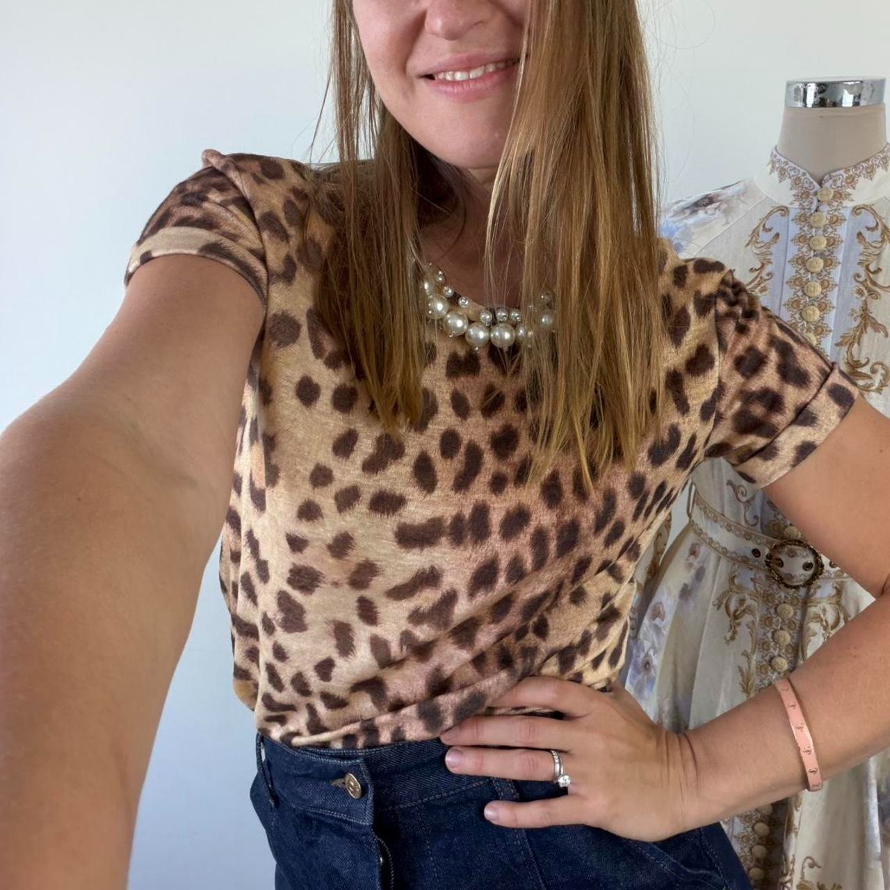 Zimmermann Crush Linen tee Leopard Print Top Size 0