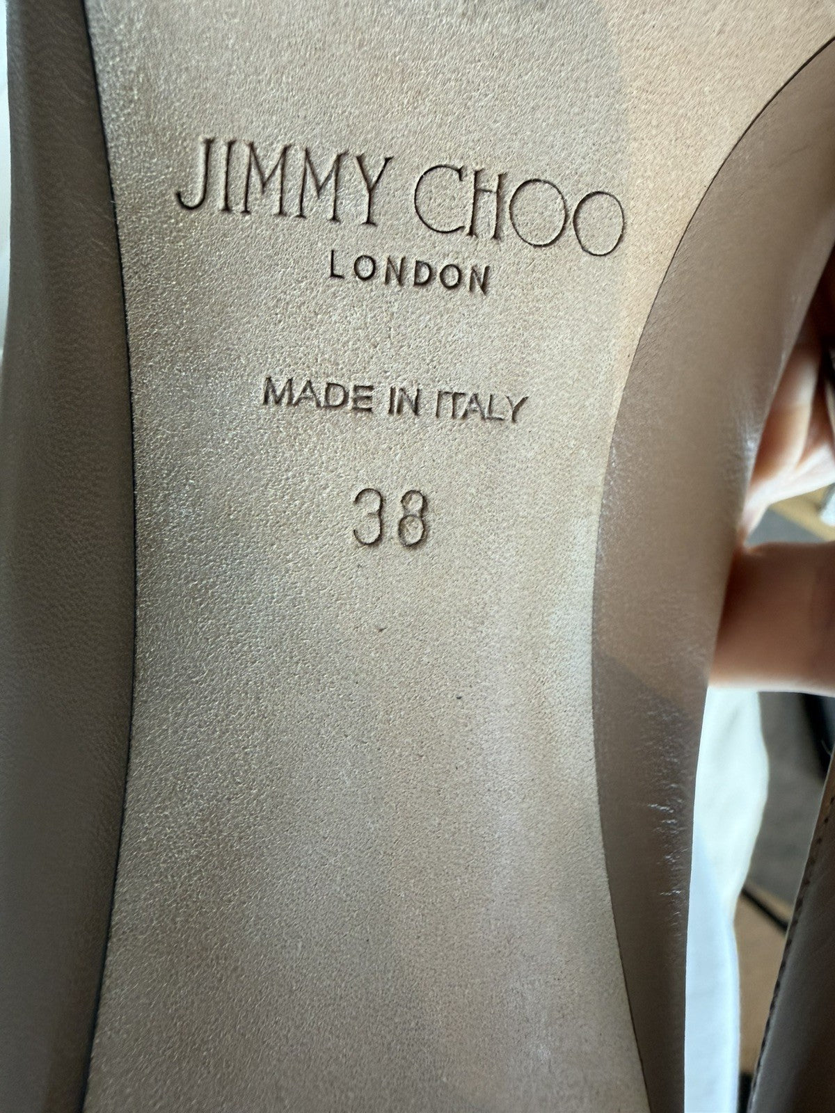 Authentic Jimmy Choo Romy 85 Pumps Shoes sz 38 In Nude