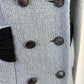 Authentic Chanel Gray wool blend blazer with black bow detail, size 38