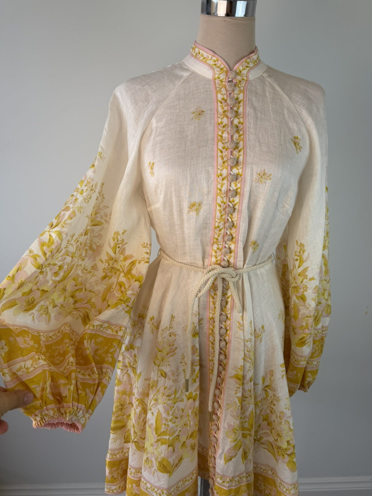 Zimmermann golden buttoned midi Size 1 Floral Linen