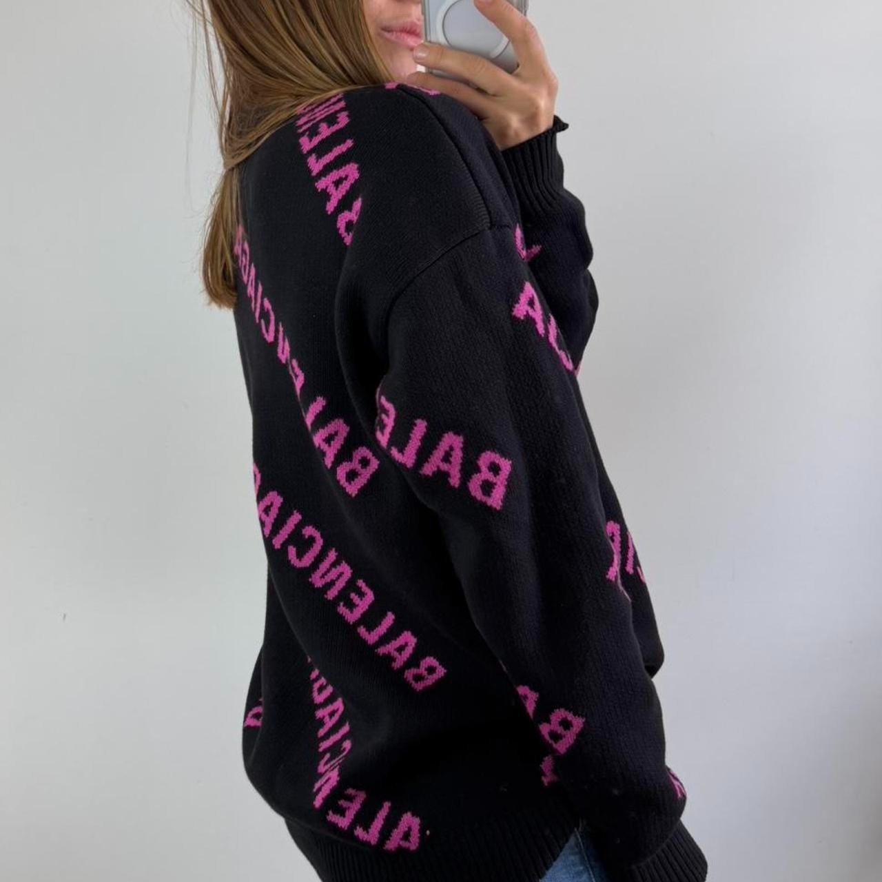 Balenciaga black sweater with pink 'BALENCIAGA'