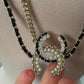 Chanel Chain Belt or Long Necklace with Gold Chain and Black Beads