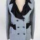 Authentic Chanel Gray wool blend blazer with black bow detail, size 38
