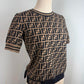 Fendi black and beige FF logo print knit top