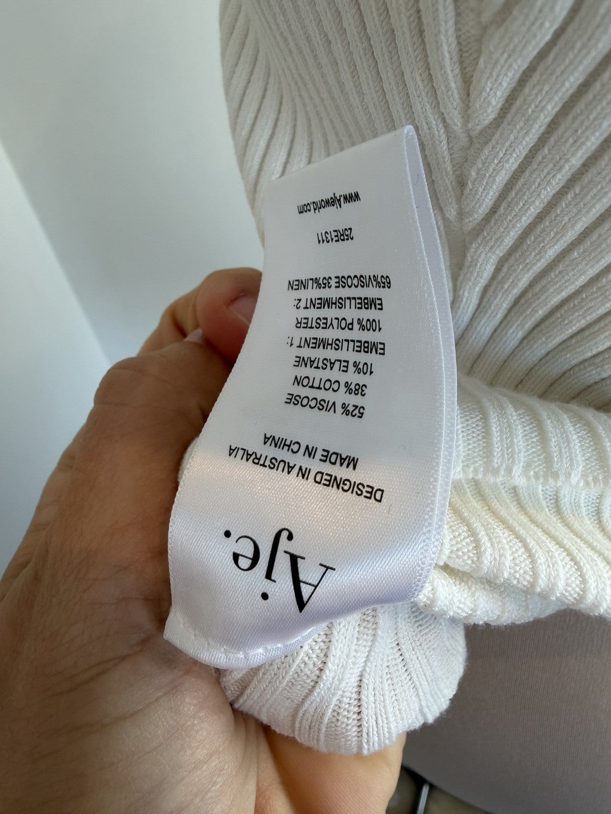 Aje Splendour White Ribbed Knit Tank Top Embroidered Floral size M