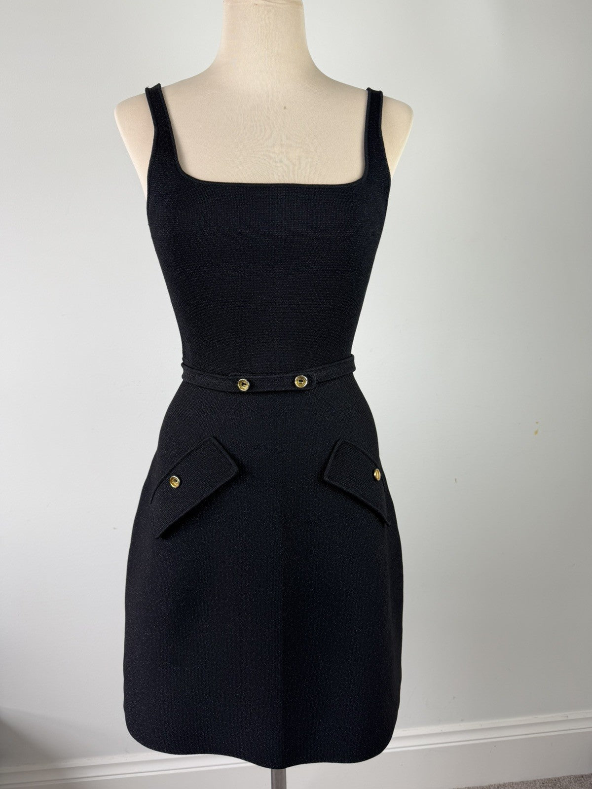 Scanlan Theodore Lurex Black mini dress size XS