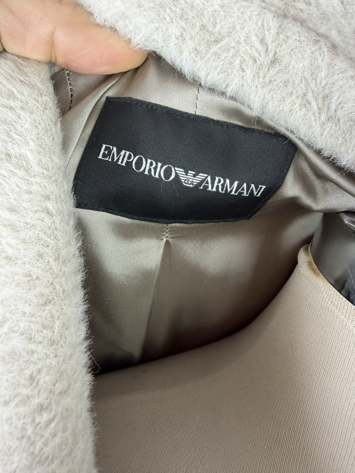 Emporio Armani Cream Alpaca & Virgin Wool Belted Wrap Coat – Size EU 38 / AU 8