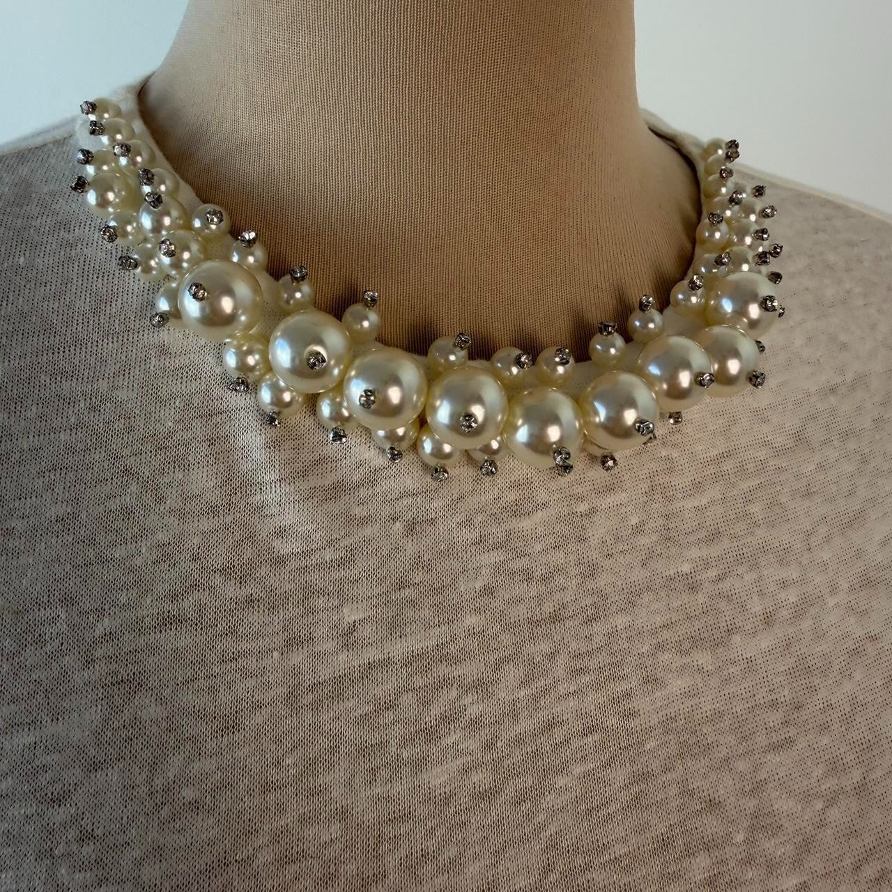 Zimmermann Crush linen tee white top with pearl collar Size 0